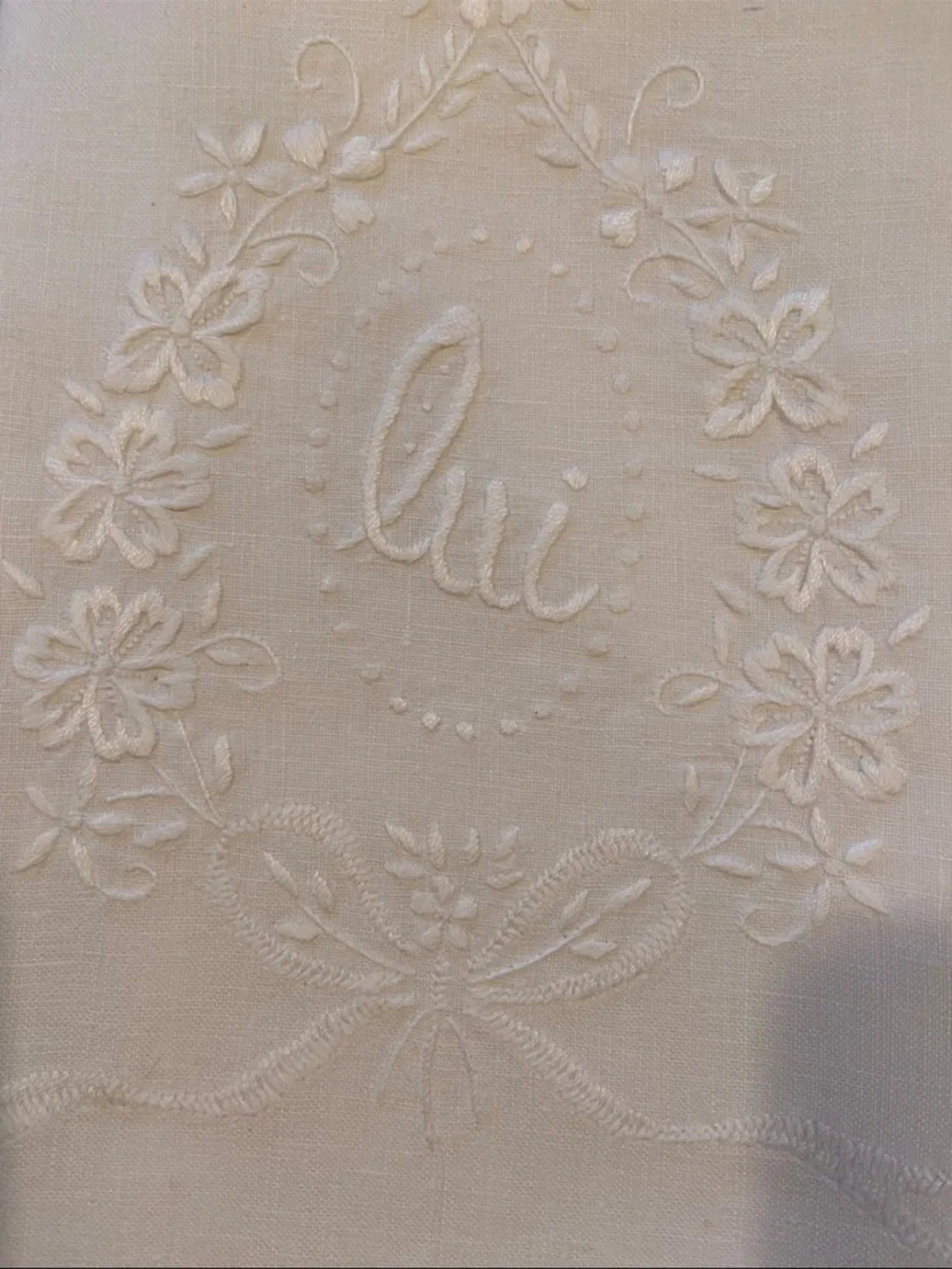 Gorgeous Vintage White Embroidered Bath Towels Set - in italian ‘his&hers’